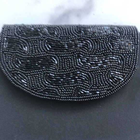 Made in Italy Black Clutch Beaded Evening Purse LP by Perfetto